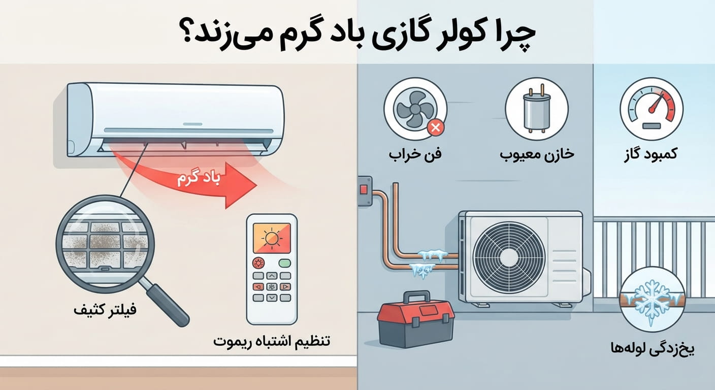 چرا کولرگازی باد گرم میزنه؟ چرا کولرگازی باد گرم میزنه؟